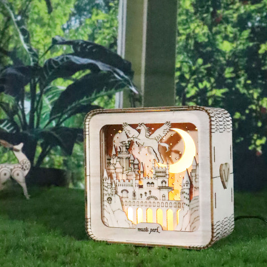 Factory wholesale 3D Wooden Puzzles Pegasus Castle Model Kits Night Lights Desk Decorations Birthday Christmas Gifts For Women