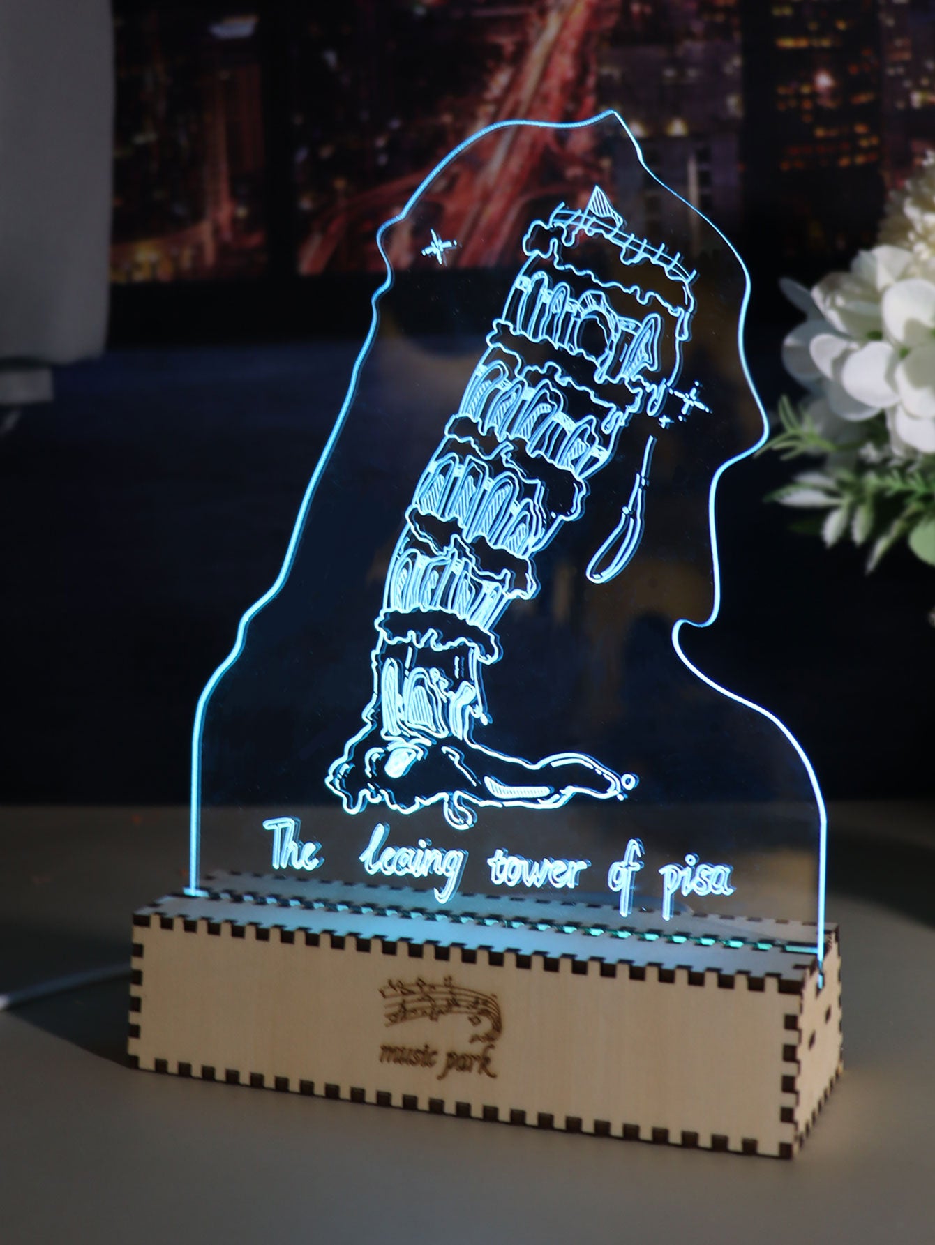 Factory wholesale Leaning Tower of Pisa Famous Building Gifts For Best Friend Women 3D Puzzle Engraved Night