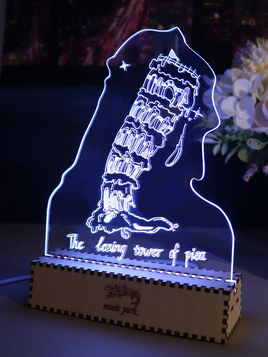 Factory wholesale Leaning Tower of Pisa Famous Building Gifts For Best Friend Women 3D Puzzle Engraved Night
