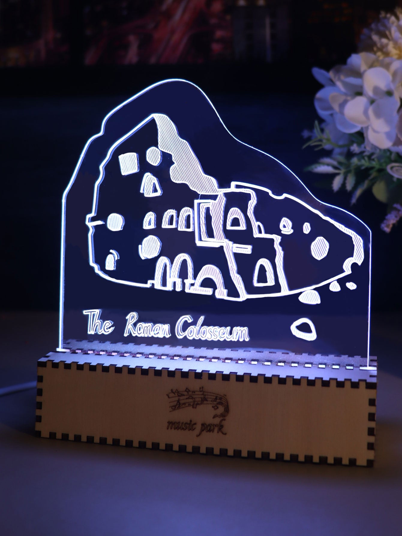 Factory wholesale The Colosseum Famous Building Gifts For Best Friend Women 3D Puzzle Engraved Night Light Long Distance Friendship Gift For Her Bestie Soul Sister BFF Coworker