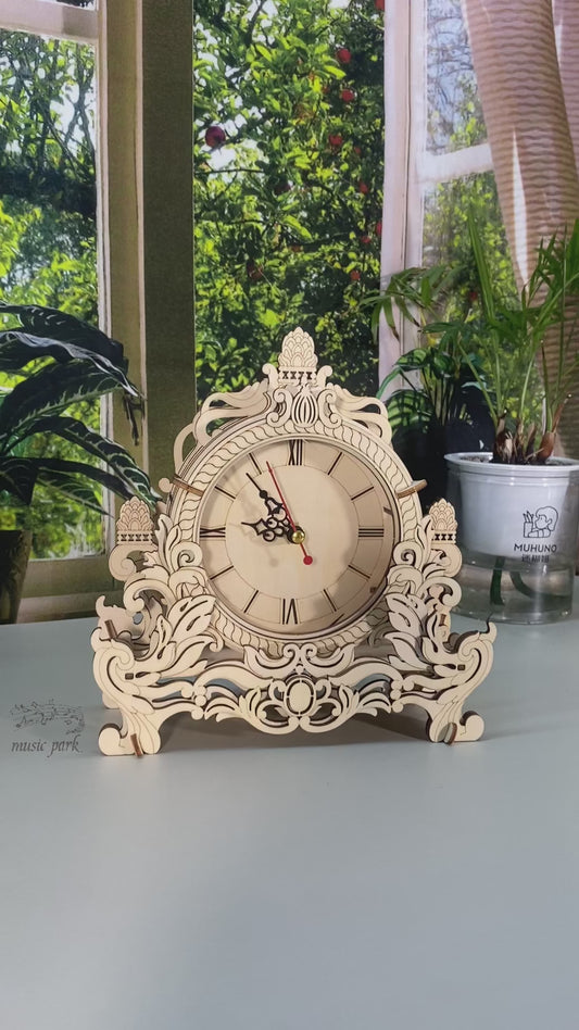 Factory wholesale Music Park 3D Wooden Puzzle Clock Model Building Kits Desktop Clock DIY Architectural Building Blocks Creative Gift Home Decor for Family