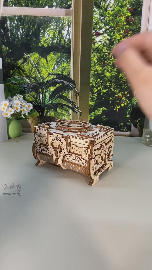 Factory wholesale Music Park 3D Wooden Puzzle Music Box Kit Antique Jewel Box DIY Home Decoration Model Birthday or Christmas Gifts