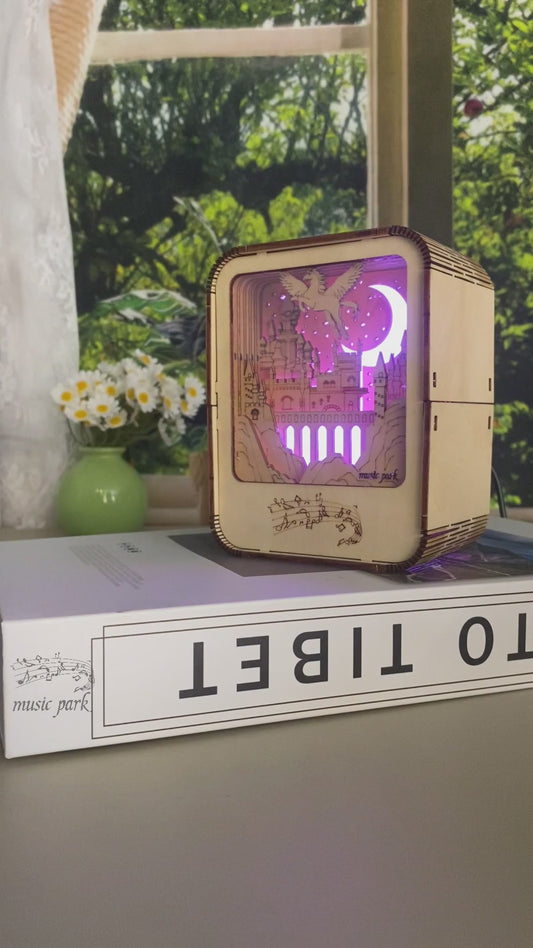 Factory wholesale Music Park 3D Wooden Puzzles Castle Music Box Night Light DIY Crafts Model Kits for Girls and Women Birthday Christmas Gifts