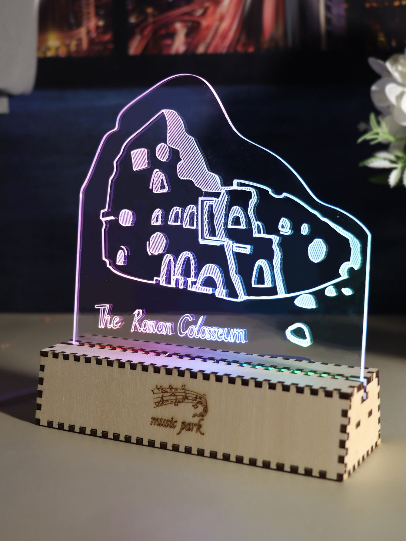 Factory wholesale The Colosseum Famous Building Gifts For Best Friend Women 3D Puzzle Engraved Night Light Long Distance Friendship Gift For Her Bestie Soul Sister BFF Coworker