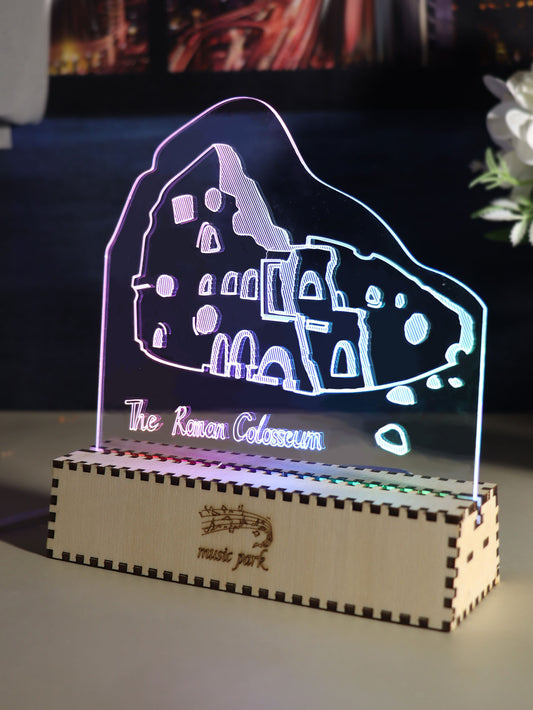 Factory wholesale The Colosseum Famous Building Gifts For Best Friend Women 3D Puzzle Engraved Night Light Long Distance Friendship Gift For Her Bestie Soul Sister BFF Coworker