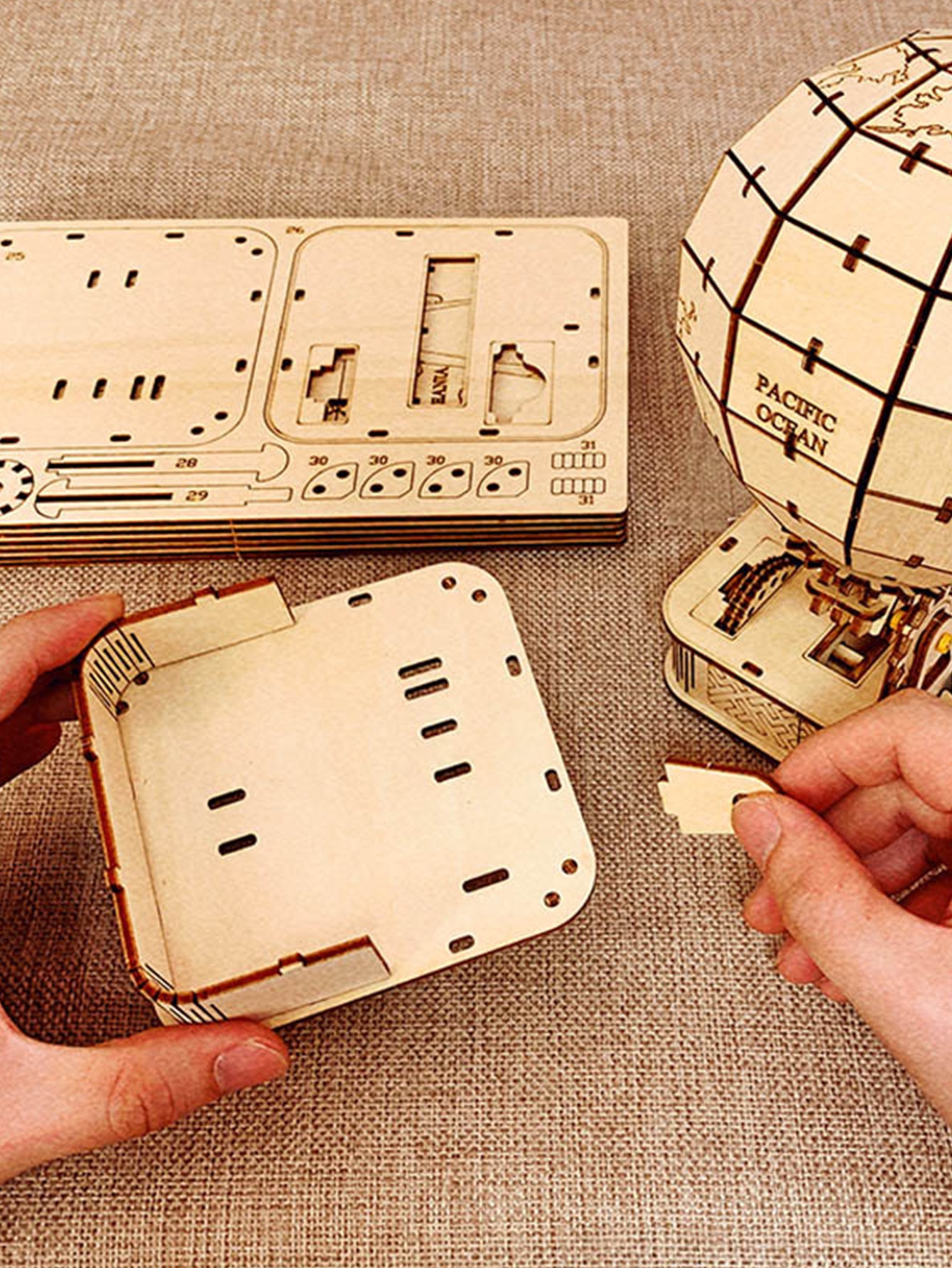Factory wholesale Music Park 3D Wooden Puzzle Globe. Model kits DIY Crafts Handmade Christmas Gifts