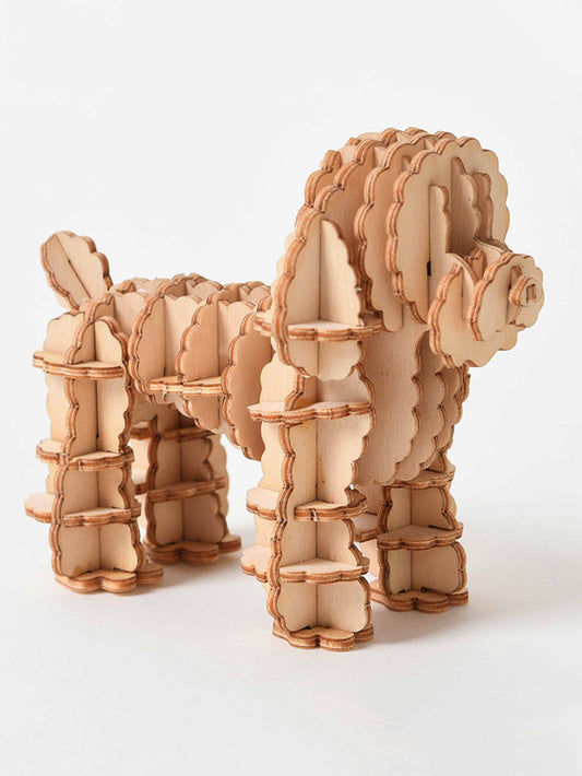 Factory wholesale Music Park 3D Wooden Animal Puzzle Poodle Pet dog Model Kits Wood Craft Brain Teaser Wood Gifts for Christmas