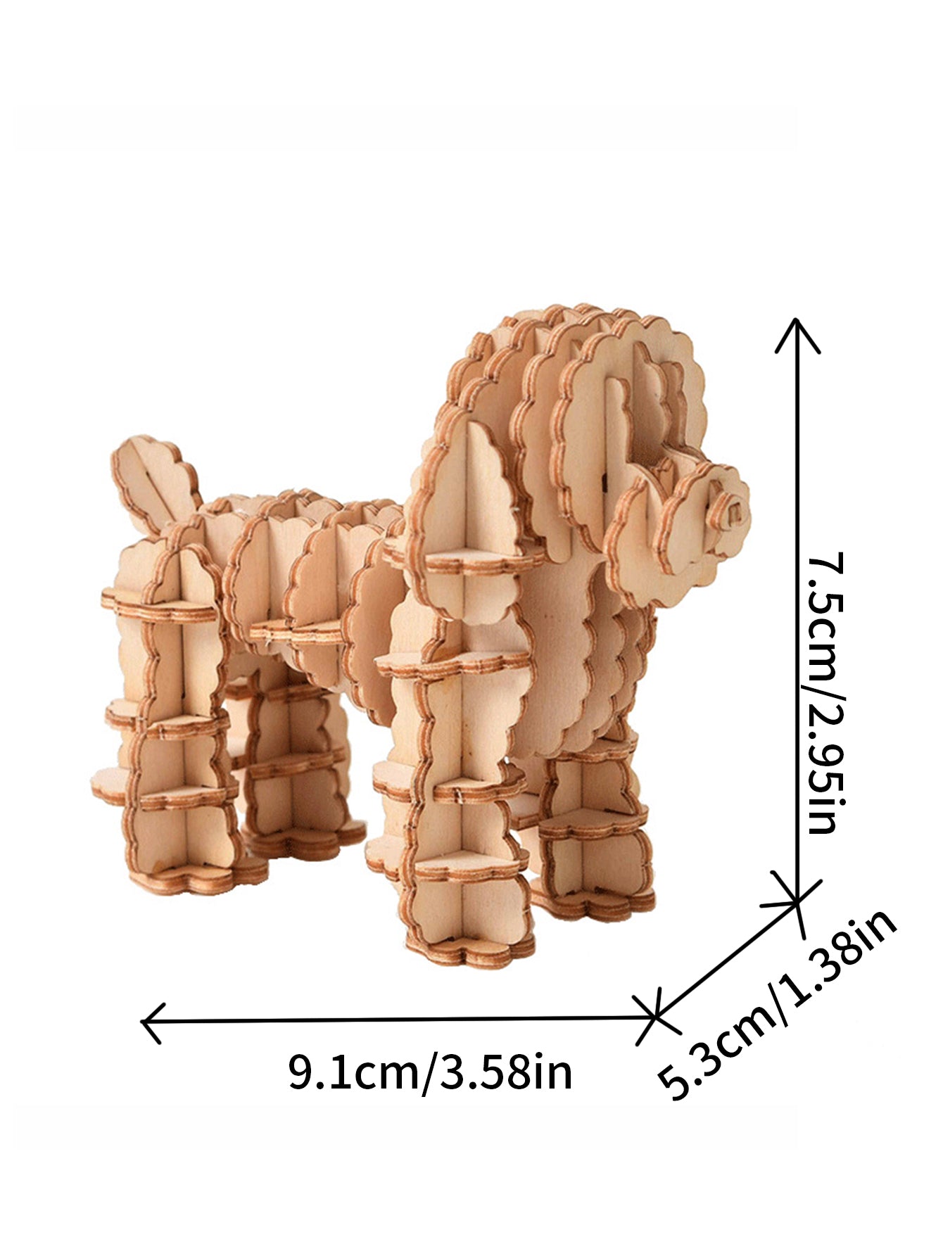 Factory wholesale Music Park 3D Wooden Animal Puzzle Poodle Pet dog Model Kits Wood Craft Brain Teaser Wood Gifts for Christmas
