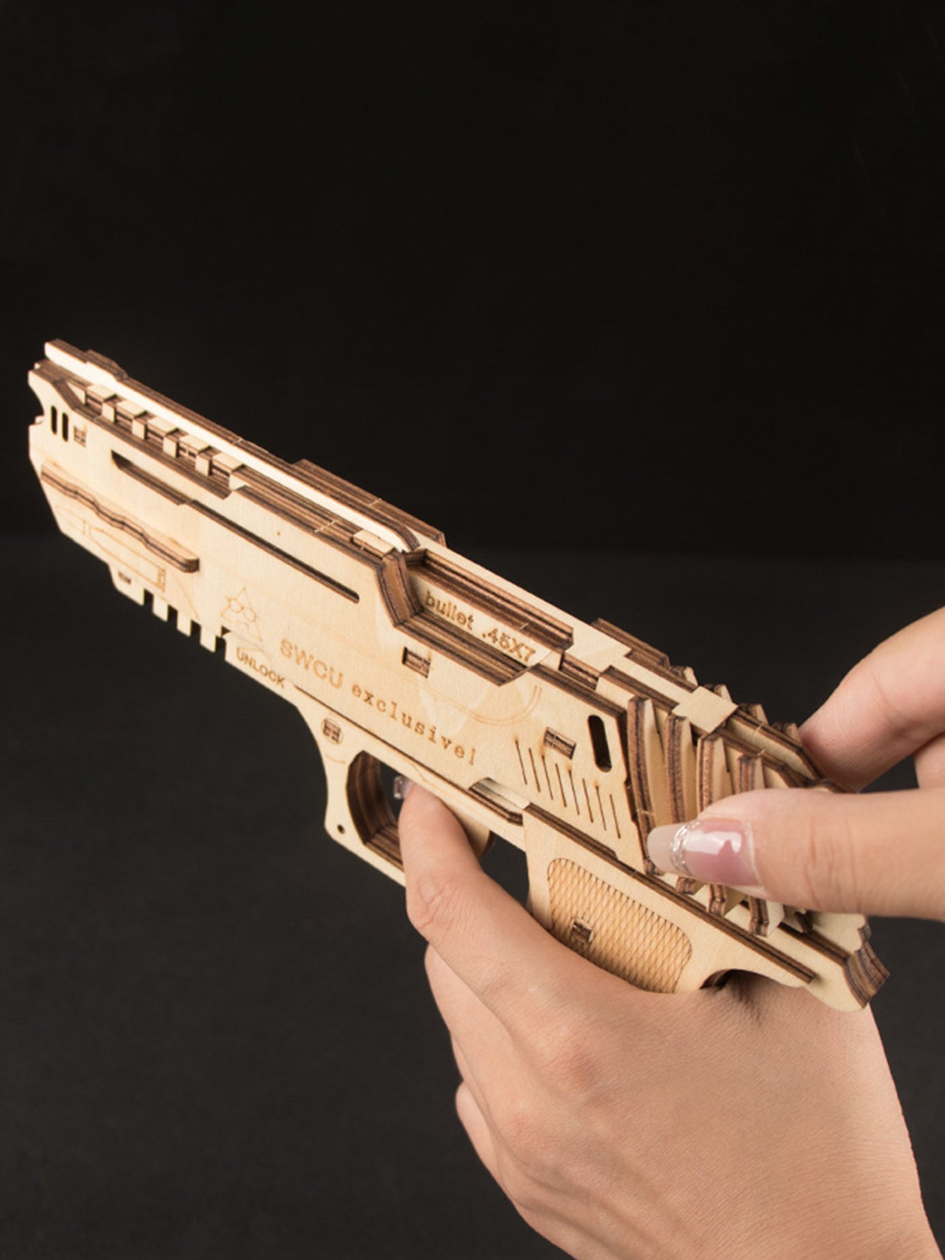 Factory wholesale Music Park 3D Wooden Puzzle Model Building Kit Mechanical Rubber Band Gun Toy DIY Brain Tearer Birthday Gift