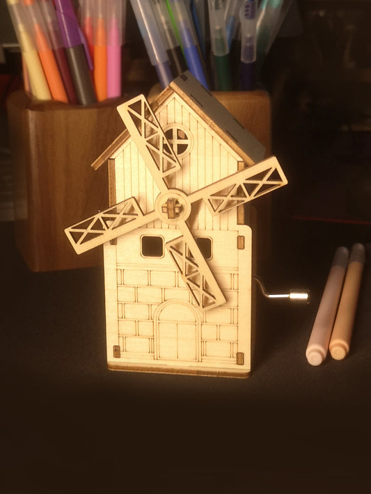 Factory wholesale Music Park 3d wooden puzzle Hand Windmill music box You are my sunshine Handmade Assembly Model kit Holidays birthdays Christmas gifts