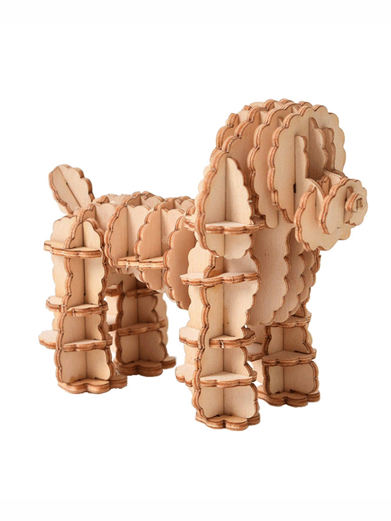 Factory wholesale Music Park 3D Wooden Animal Puzzle Poodle Pet dog Model Kits Wood Craft Brain Teaser Wood Gifts for Christmas