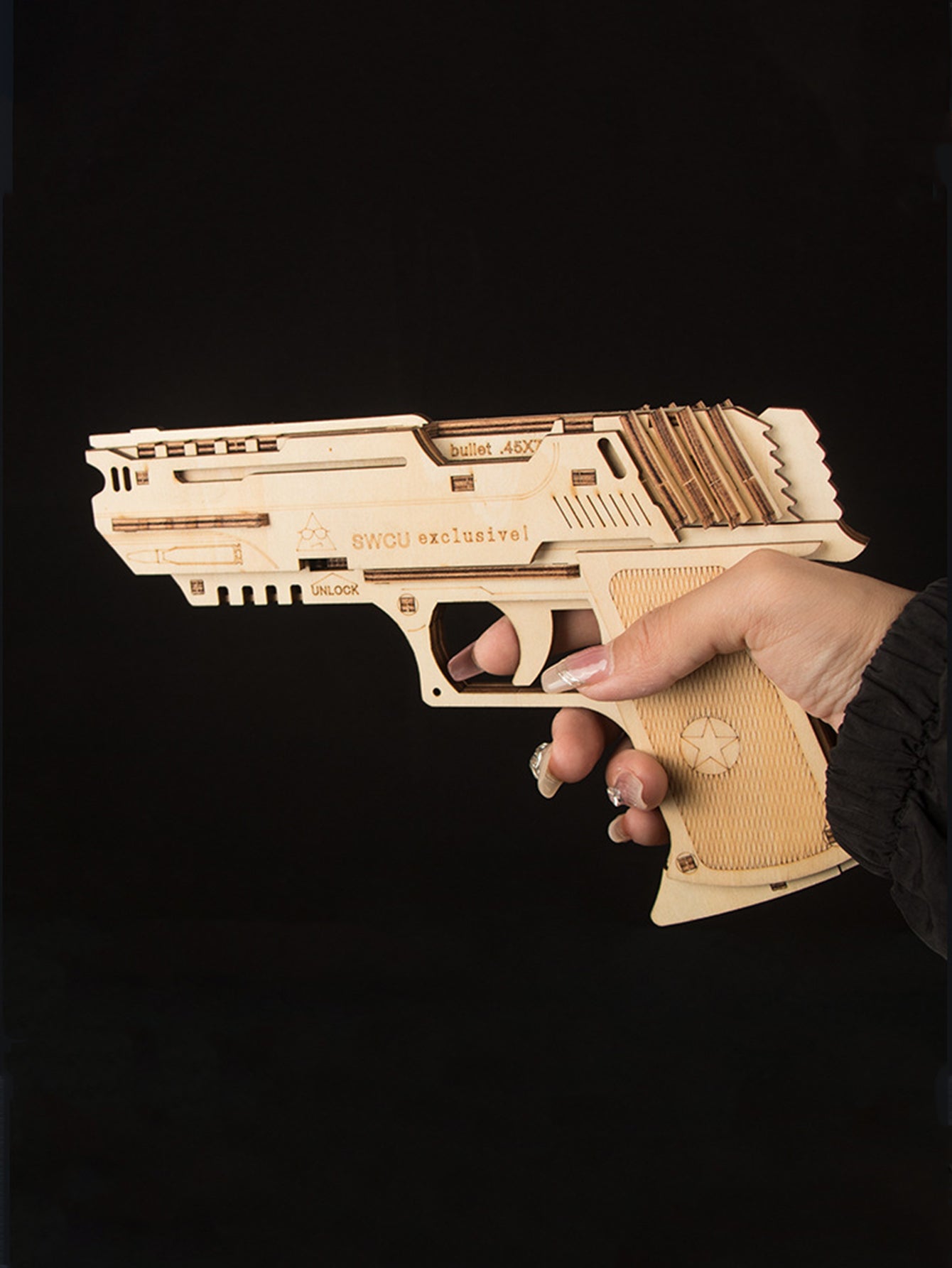 Factory wholesale Music Park 3D Wooden Puzzle Model Building Kit Mechanical Rubber Band Gun Toy DIY Brain Tearer Birthday Gift