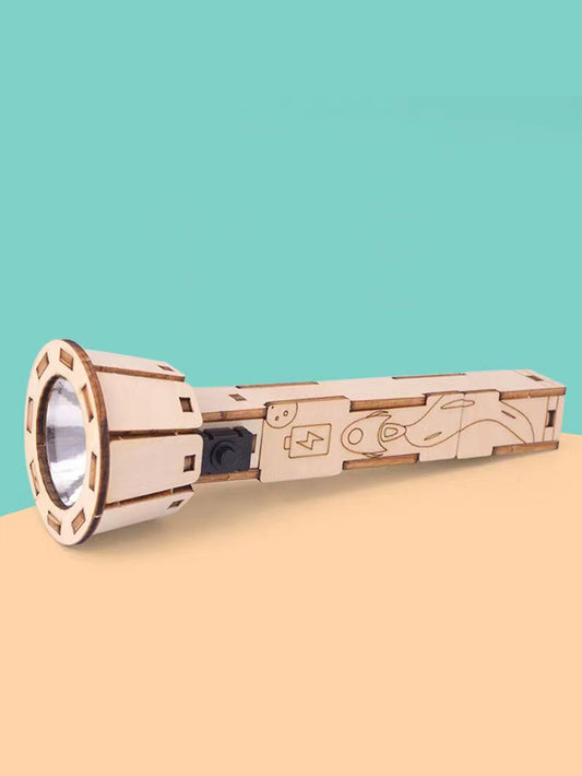 Factory wholesale Music Park 3D Wooden Puzzle Flashlight Model Kits DIY Small Production Set for Electrical Physics Science Experiments