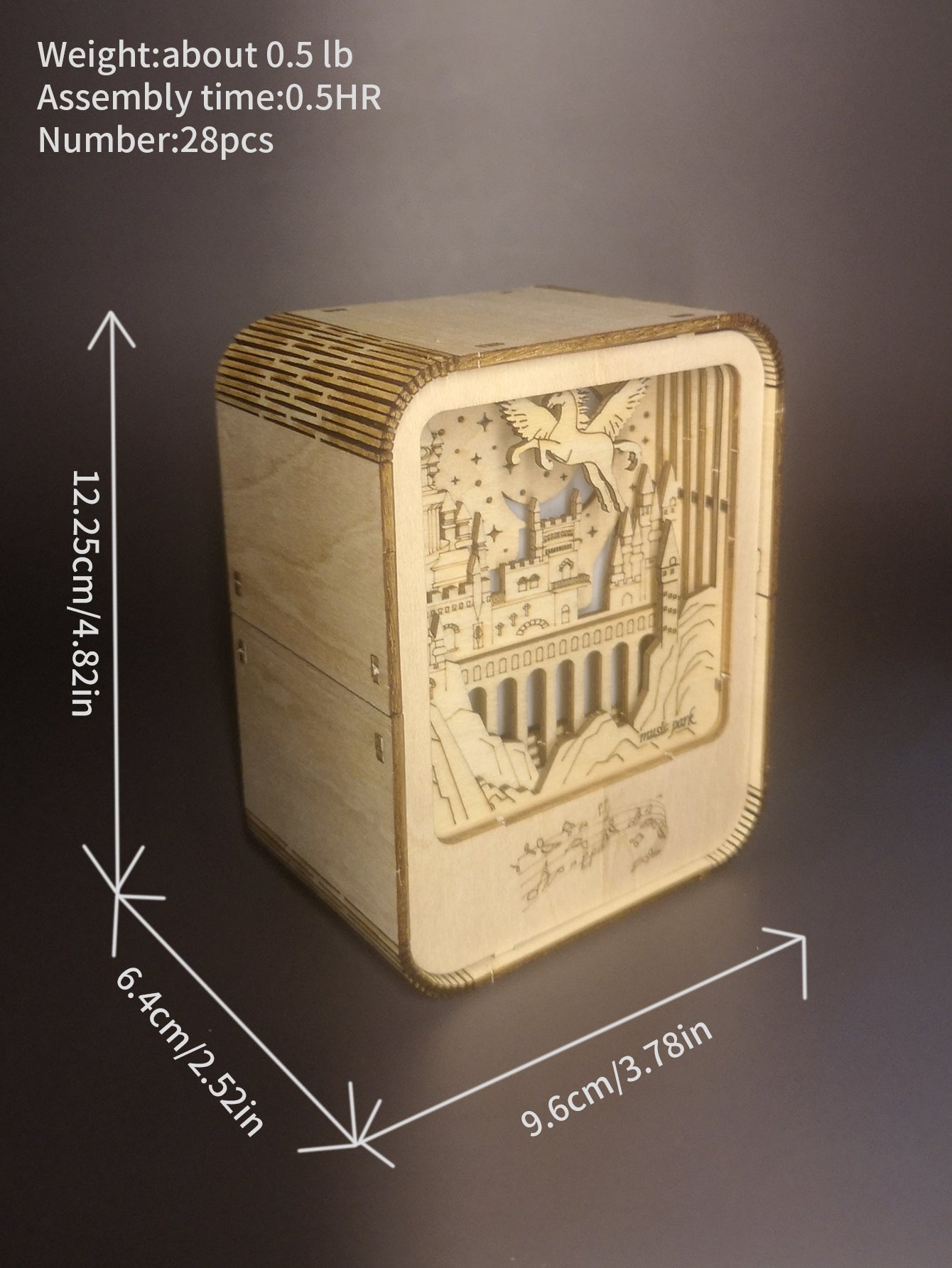 Factory wholesale Music Park 3D Wooden Puzzles Castle Music Box Night Light DIY Crafts Model Kits for Girls and Women Birthday Christmas Gifts