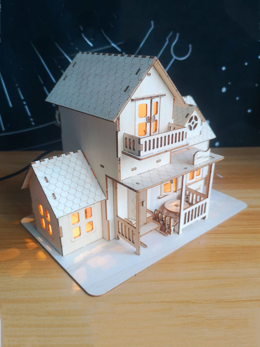 Factory wholesale Music Park 3D Wooden Puzzle Sweet Home Music Box Hands Craft Miniature Dollhouse Kits 3D Model Diy House Building with LED Night Lights Gifts for Christmas