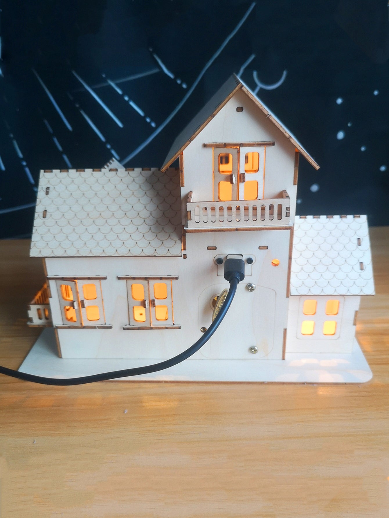 Factory wholesale Music Park 3D Wooden Puzzle Sweet Home Music Box Hands Craft Miniature Dollhouse Kits 3D Model Diy House Building with LED Night Lights Gifts for Christmas