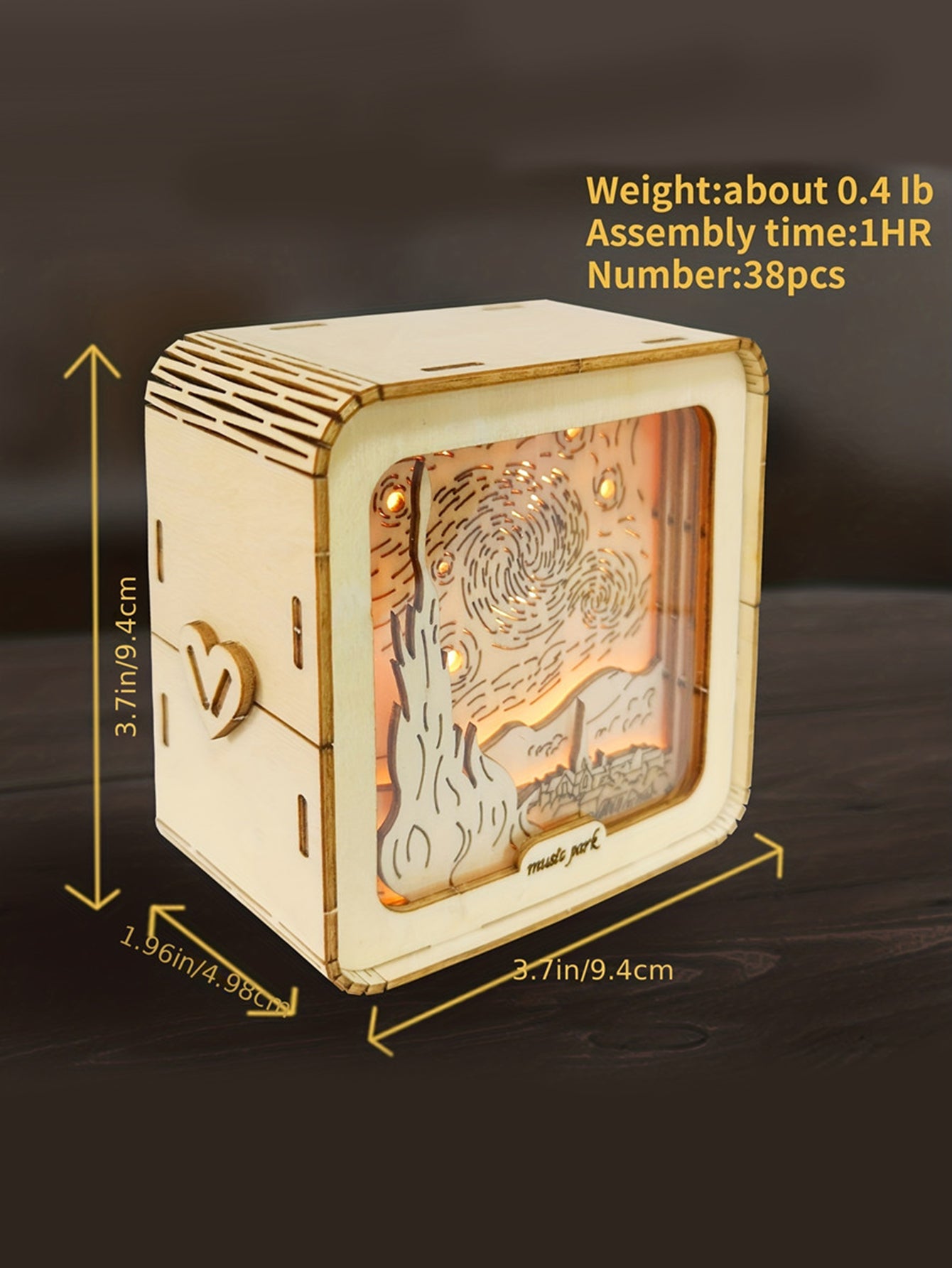 Factory wholesale Music Park 3D Wooden Puzzles For Adults Starry Sky Model Kit Night Lights Desk Decorations Birthday Gifts For Women