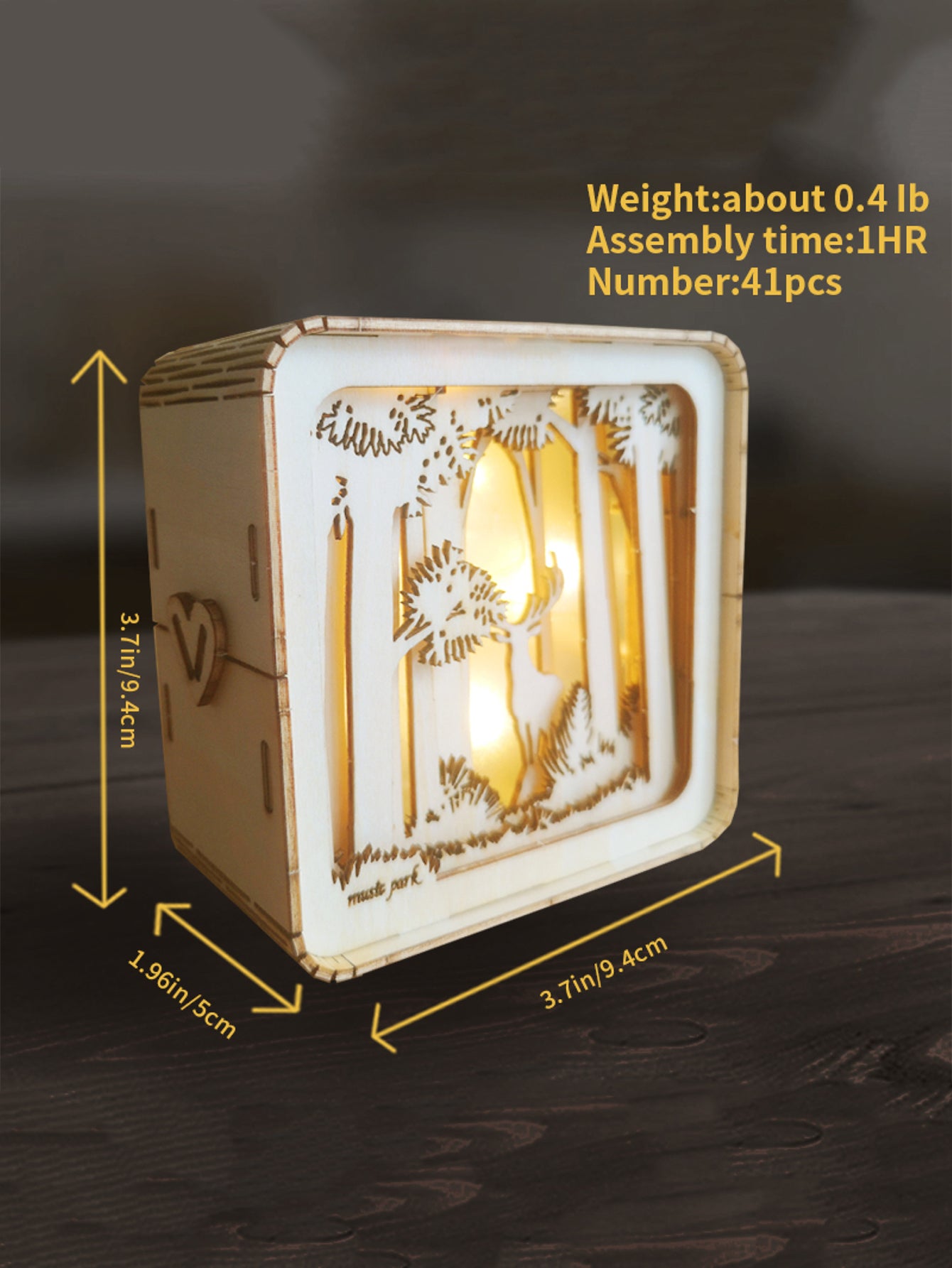 Factory wholesale Music Park 3D Wooden Puzzles Elven deer Model Kit Night Lights Desk Decorations Birthday Christmas Gifts For Women Age14+