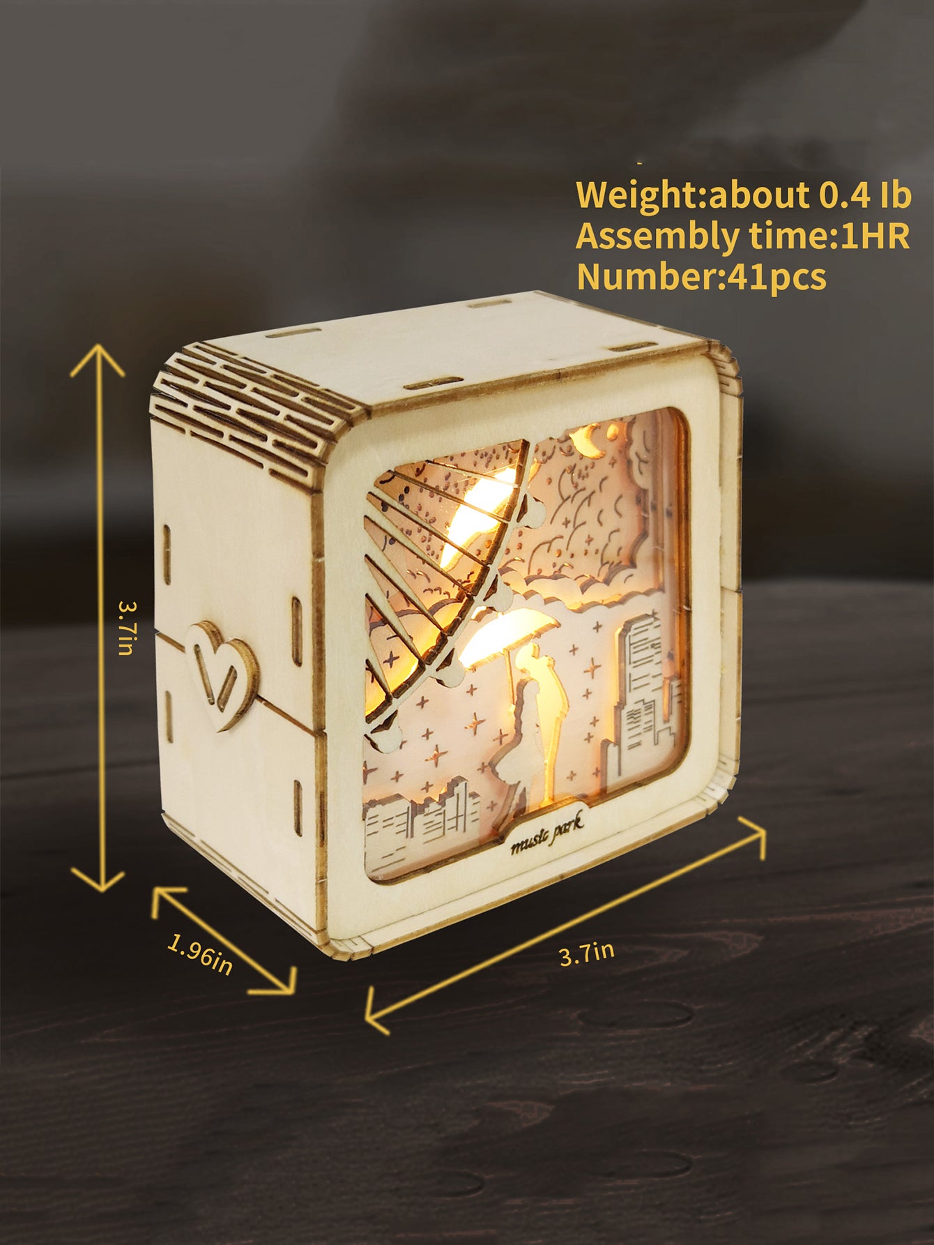 Factory wholesale Music Park 3D Wooden Puzzles Love Model Kit Night Lights Desk Decorations Birthday Christmas Gifts For Women Age14+