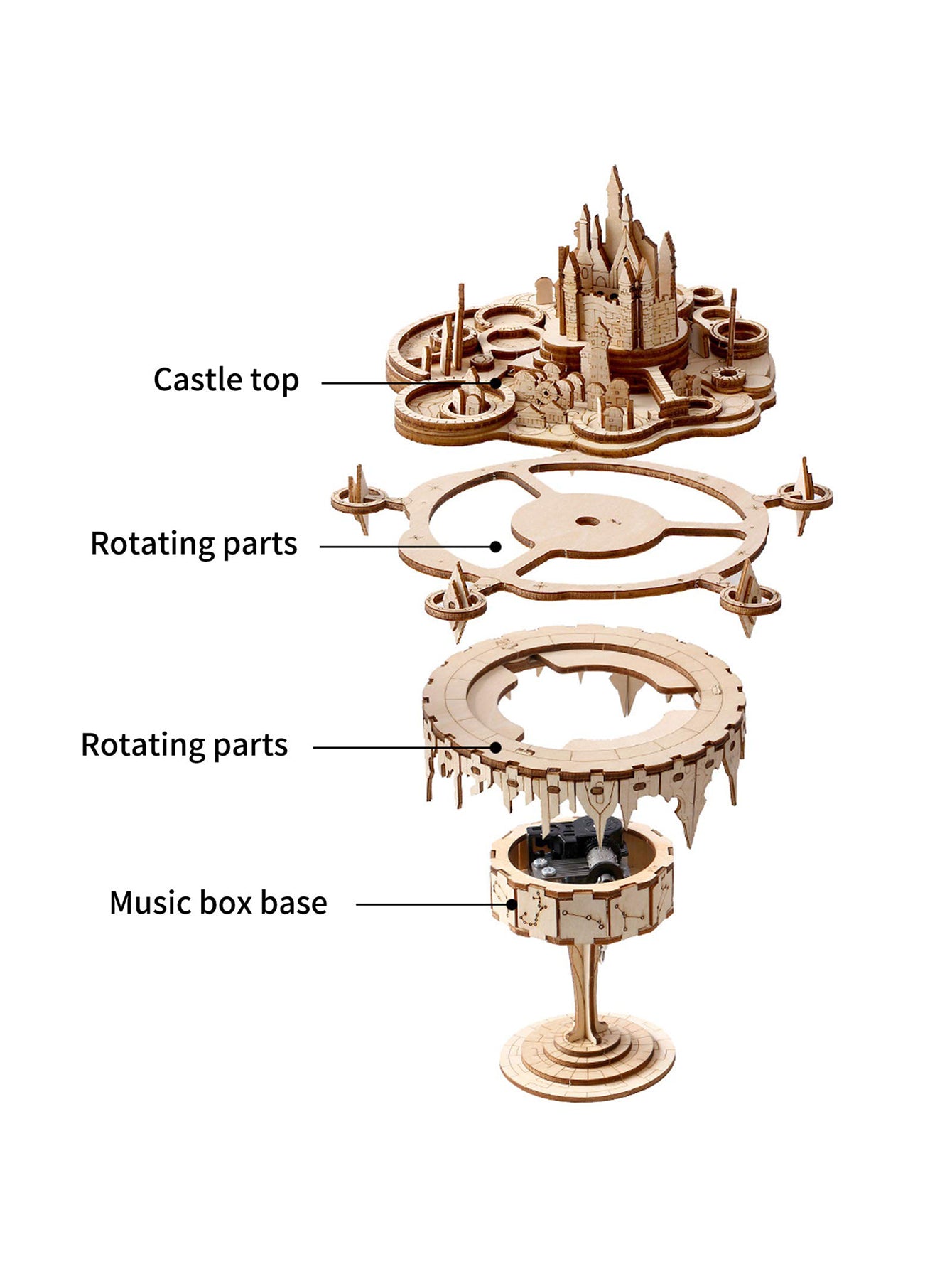 Factory wholesale Music Park 3D Wooden Puzzles Music Box kits You are My Sunshine Castle Building Model DIY Crafts Birthday Gift for Girls or Women Age 14+