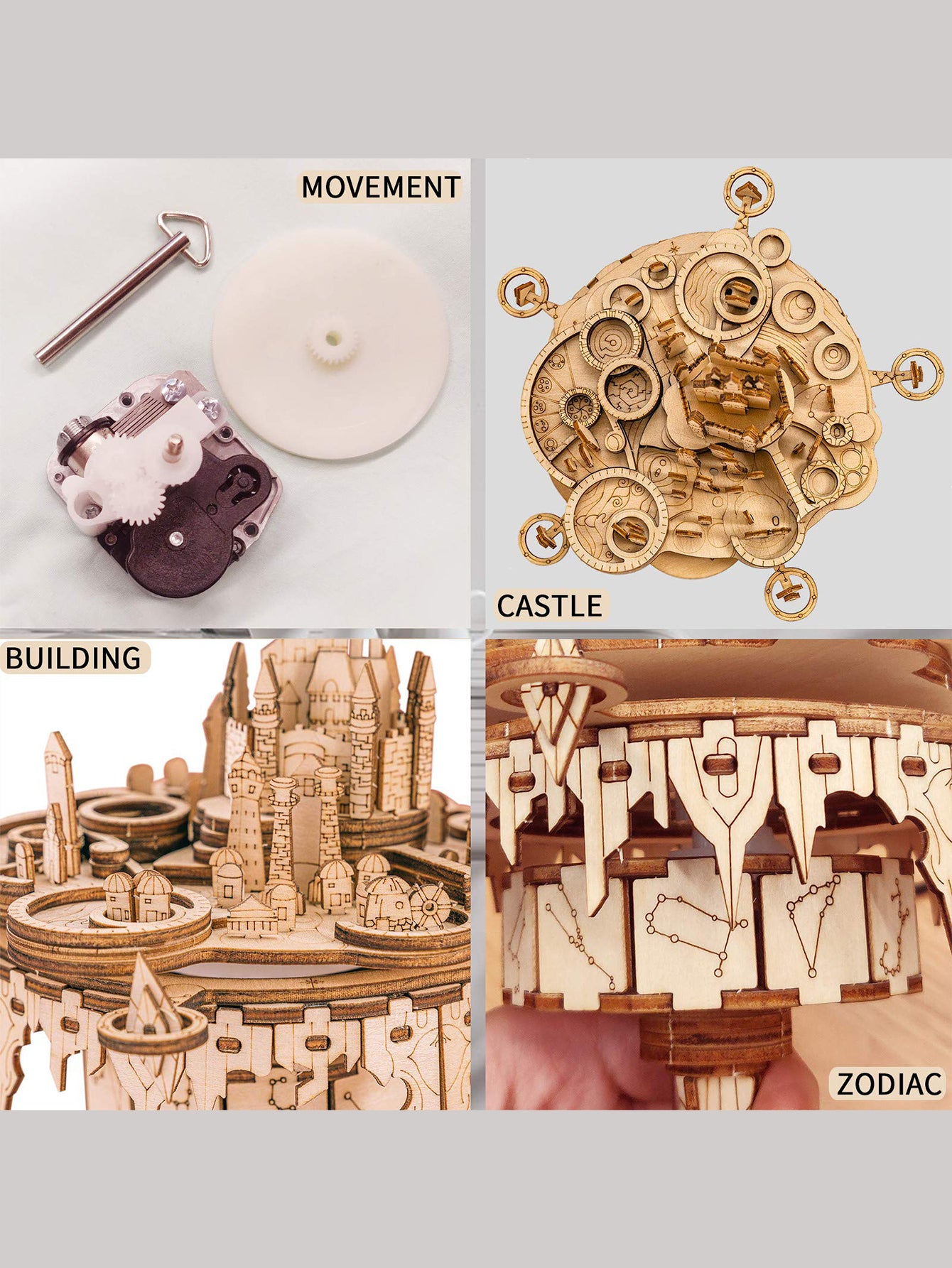 Factory wholesale Music Park 3D Wooden Puzzles Music Box kits You are My Sunshine Castle Building Model DIY Crafts Birthday Gift for Girls or Women Age 14+