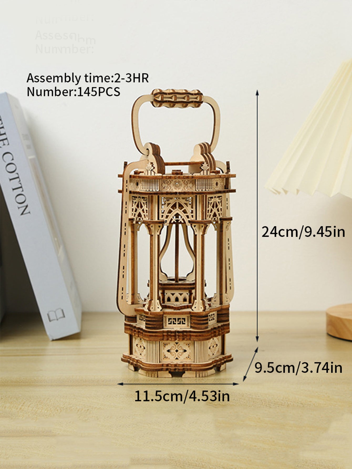 Factory wholesale Music Park 3D Wooden Puzzles DIY Rotating Vintage LED Lantern Hands-on Activity Desk Decor Gifts for Teens