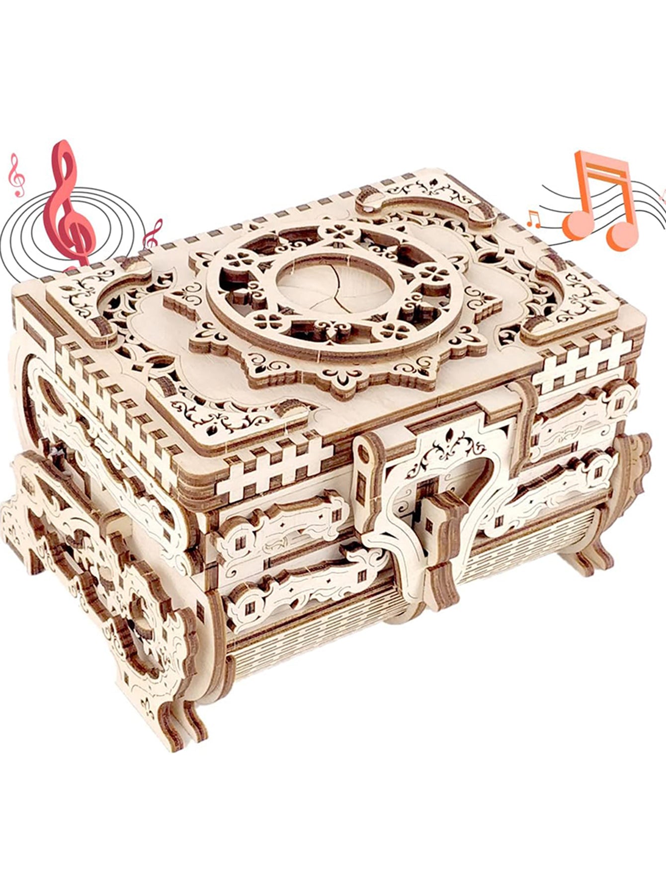 Factory wholesale Music Park 3D Wooden Puzzle Music Box Kit Antique Jewel Box DIY Home Decoration Model Birthday or Christmas Gifts