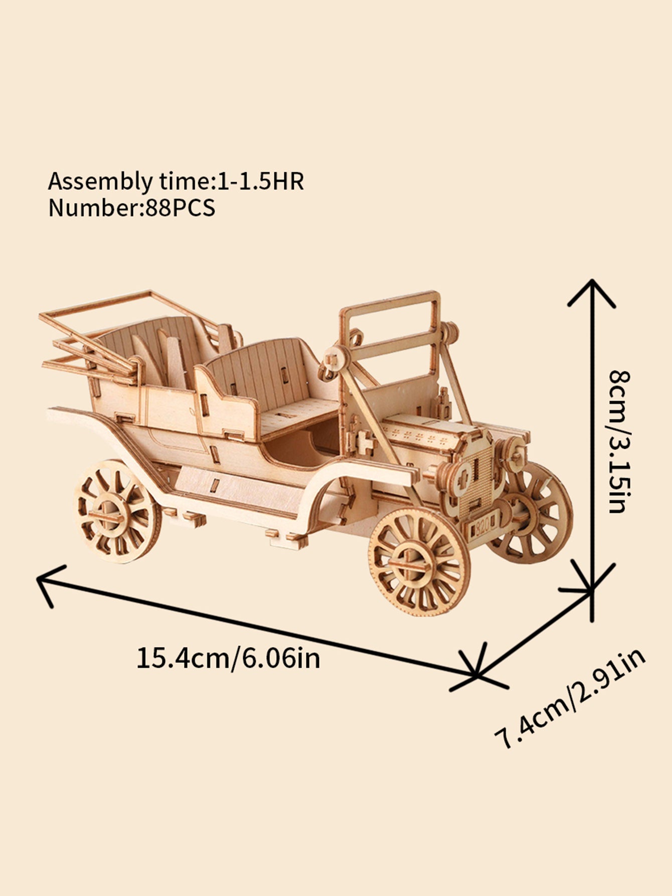 Factory wholesale Music Park 3D Wooden Puzzles Vintage Classic Cars Model Kits Brainteaser Christmas/Birthday Gifts for Adults and Teens handmade