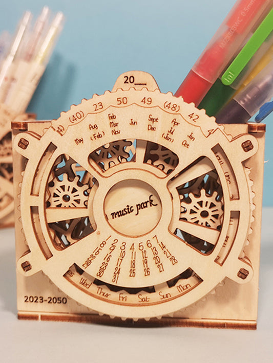 Factory wholesale Music Park 3D Wooden Puzzles Perpetual Calendar Pen holder Mechanical Models Propelled Construction Model Kits For Teens and Adults,Age14+