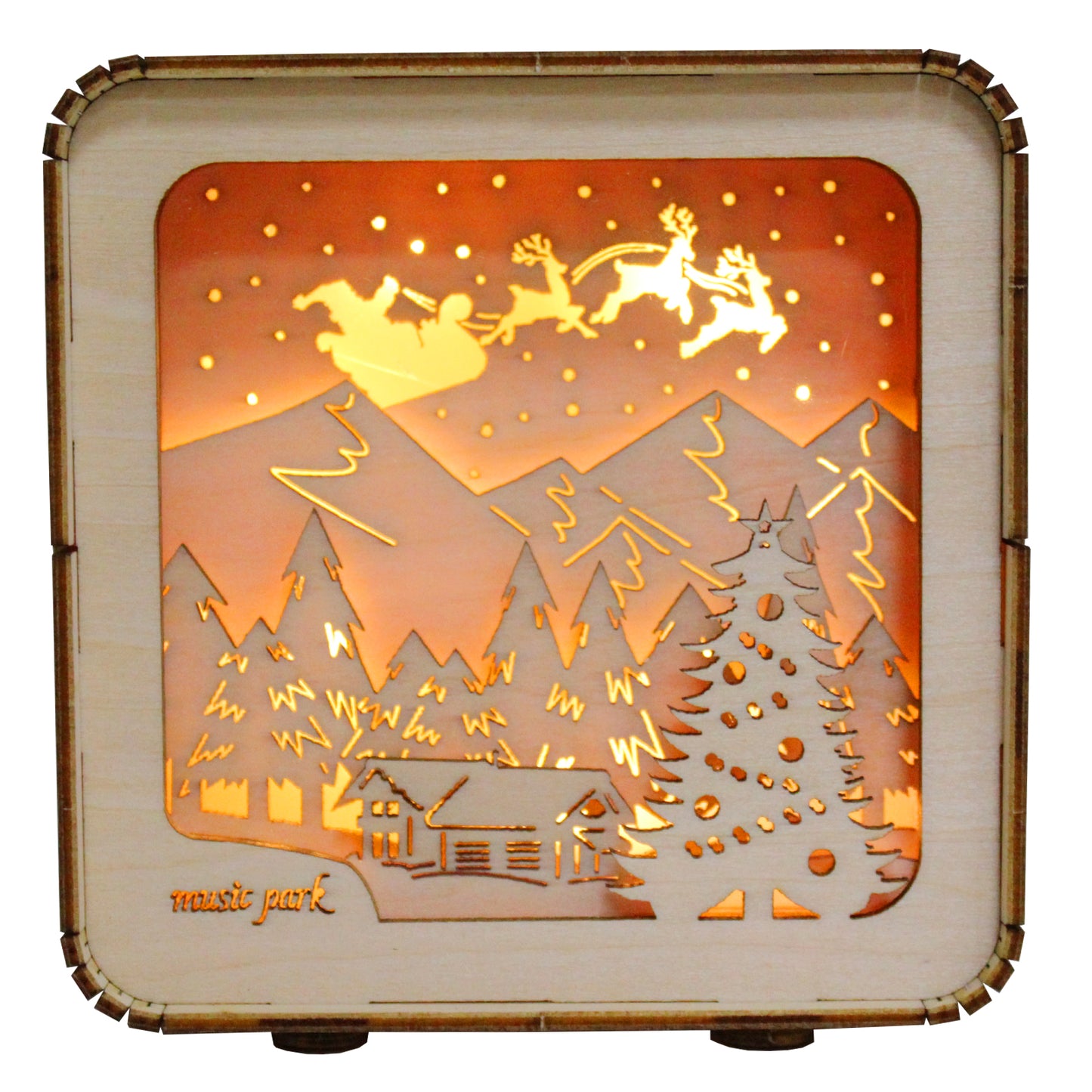 Factory wholesale Music Park 3D Wooden Puzzles Merry Christmas Model Kit Night Lights Desk Decorations Birthday Christmas Gifts For Women Age14+