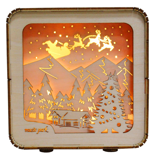 Factory wholesale Music Park 3D Wooden Puzzles Merry Christmas Model Kit Night Lights Desk Decorations Birthday Christmas Gifts For Women Age14+