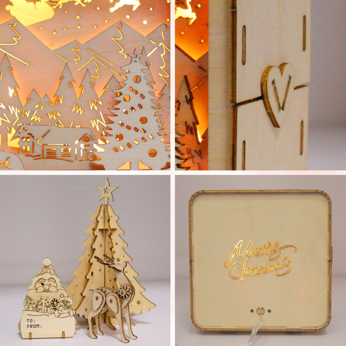 Factory wholesale Music Park 3D Wooden Puzzles Merry Christmas Model Kit Night Lights Desk Decorations Birthday Christmas Gifts For Women Age14+